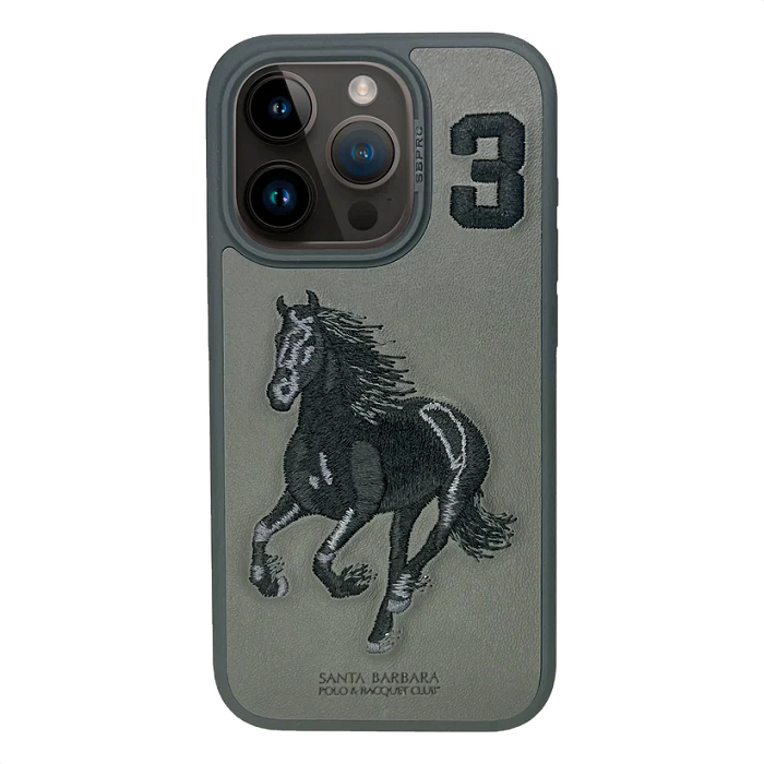 iPhone 14 Plus Boris Series Santa Barbara Polo Racquet Club leather Case - Black